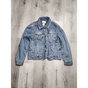 Vintage LL Bean Denim Jacket Women Size S Blue Jean Trucker 100% Cotton Nylon